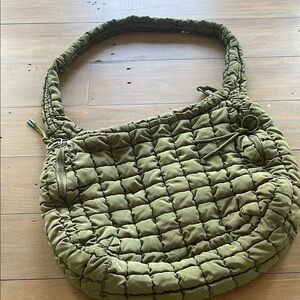 Olive Quilted Shoulder Bag